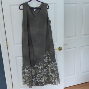 Floral Sleeveless Dress - Tall-Greens